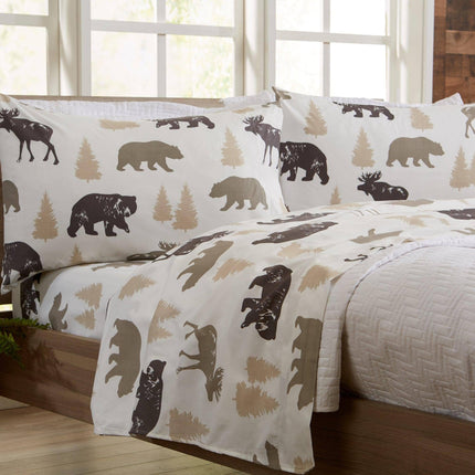 4-Piece Lodge Microfiber Sheet - Mountain Ridge Collection: King / Bear