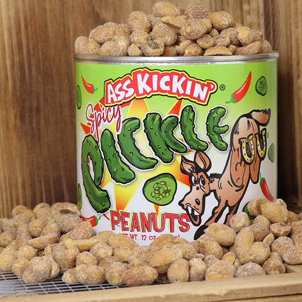 Ass Kickin’ Spicy Pickle Peanuts: 12oz. Cans