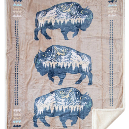 Three Buffalo Plush Throw