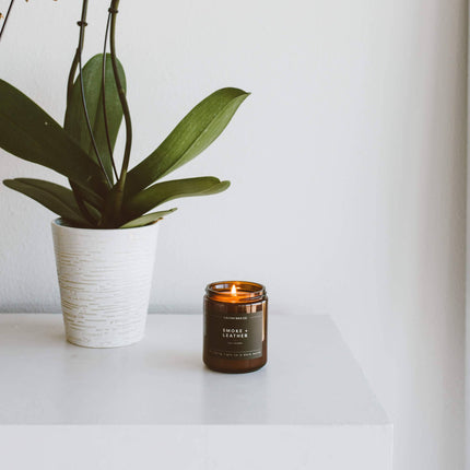 Smoke/Leather - Amber Jar Soy Candle