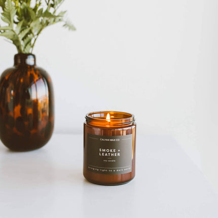 Smoke/Leather - Amber Jar Soy Candle