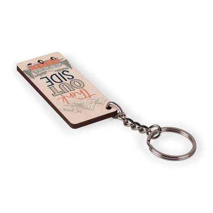 Think Outside Maple Veneer Keychain