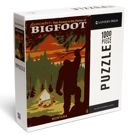 1000 PIECE PUZZLE Montana, Home of Bigfoot, WPA Style