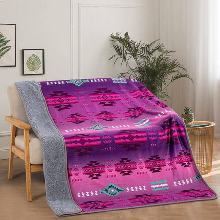 Tropical Soutwest Sherpa Throw: Pink Berry