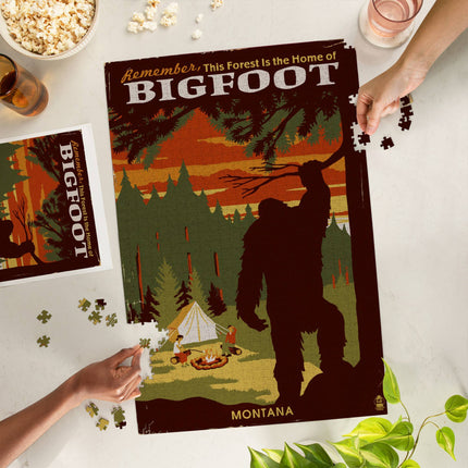 1000 PIECE PUZZLE Montana, Home of Bigfoot, WPA Style