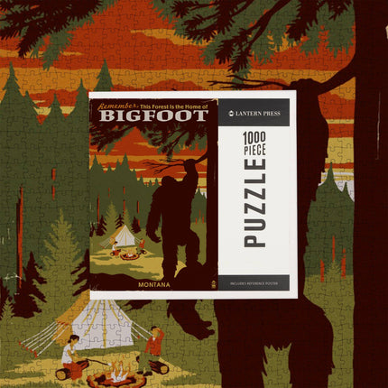 1000 PIECE PUZZLE Montana, Home of Bigfoot, WPA Style