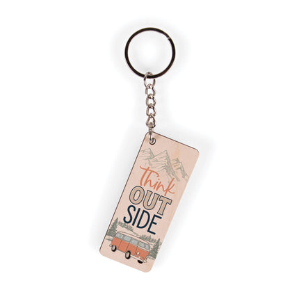 Think Outside Maple Veneer Keychain