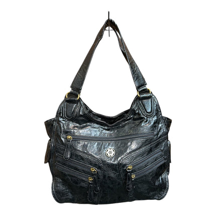 Washed pu Leather Handbag - Black