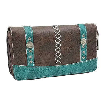 Montana Twist Coffee and Turquoise PU Leather Wallet