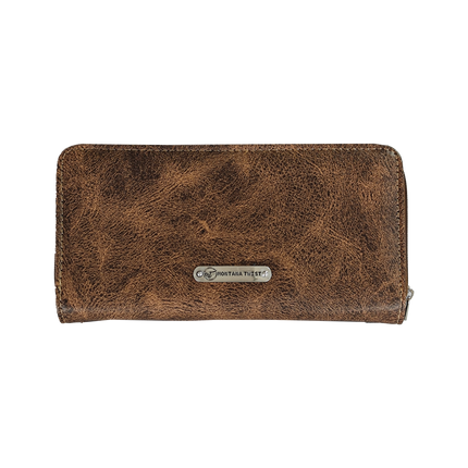 Montana Twist Western Vintage Brown PU Leather Slim Folding Wallet