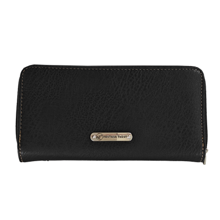 Montana Twist Western Vintage Black PU Leather Slim Folding Wallet