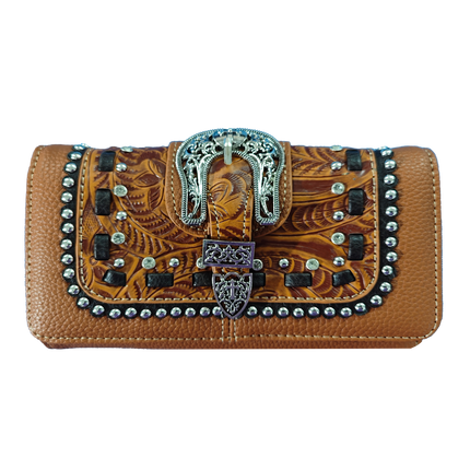 Montana Twist Brown PU Tooled Wallet/Crossbody