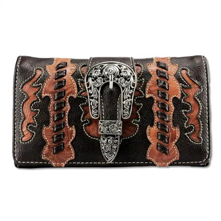 Montana Twist Coffee PU Tooled Wallet/Crossbody