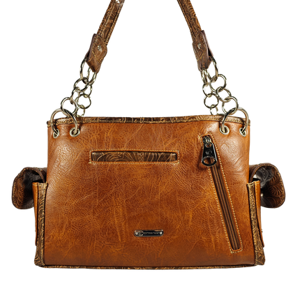 Montana Twist Concealed Carry Brown Laser-engraved Tooled Handbag