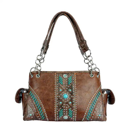 Montana Twist Concealed Carry Brown Laser-engraved Tooled Handbag