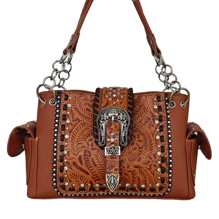 Montana Twist Concealed Carry Brown Tooled Handbag