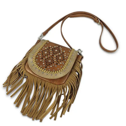 Montana Twist Brown Laser-engraved Fringe Crossbody