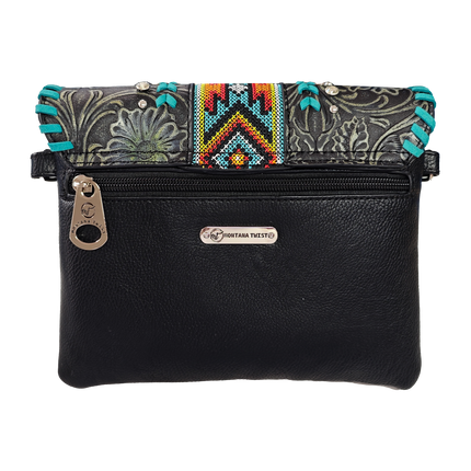 Montana Twist Black Tooled Crossbody Handbag