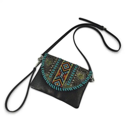 Montana Twist Black Tooled Crossbody Handbag