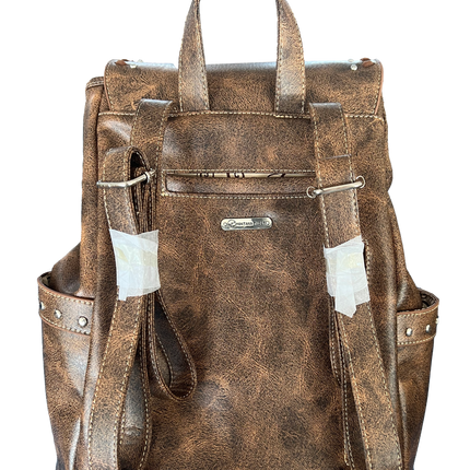 Montana Twist Concealed Carry Vintage Brown PU Leather Embroidered Horse Backpack