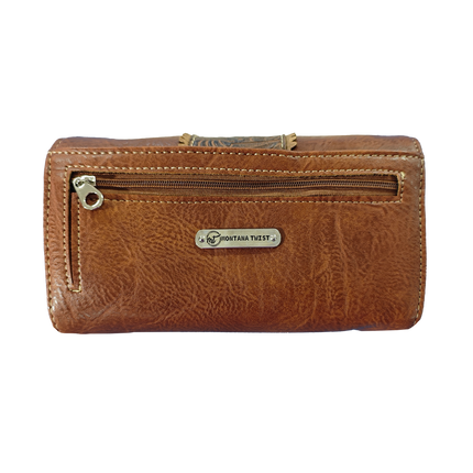 Montana Twist Vintage Brown PU Tooled Wallet/Crossbody