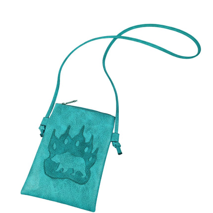 Montana Twist PU Leather Turquoise Laser-Engraved Bear Paw Crossbody Phone Bag