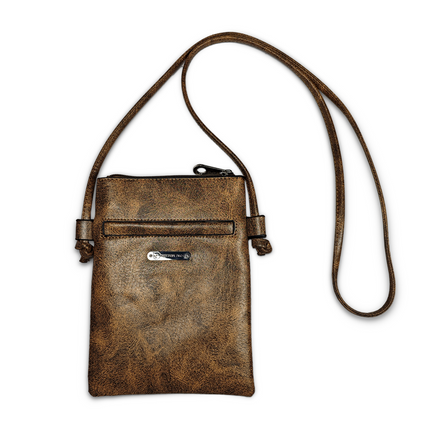 Montana Twist PU Leather Coffee Laser-Engraved Horse Crossbody Phone Bag