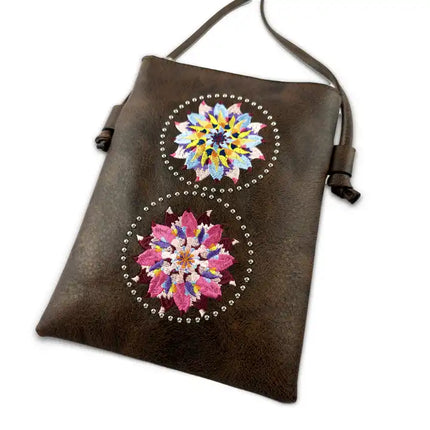 Montana Twist PU Leather Coffee Laser-Engraved Crossbody Phone Bag