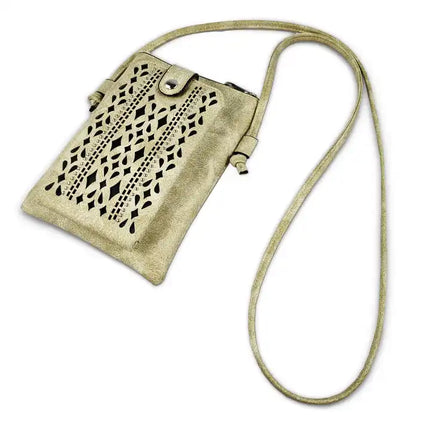 Montana Twist PU Leather Beige Laser-Engraved Crossbody Phone Bag