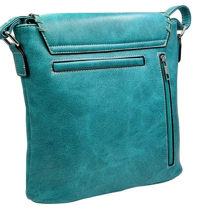 Montana Twist Concealed Carry Turquoise PU Leather Messenger Handbag