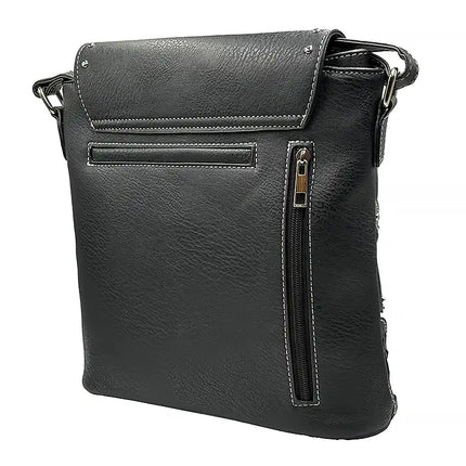 Montana Twist Concealed Carry Black PU Leather Messenger Handbag