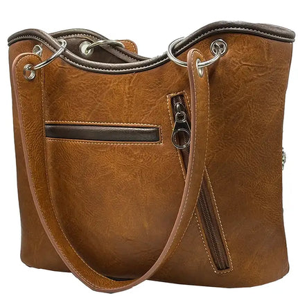 Montana Twist Concealed Carry Brown Concho PU Leather Handbag