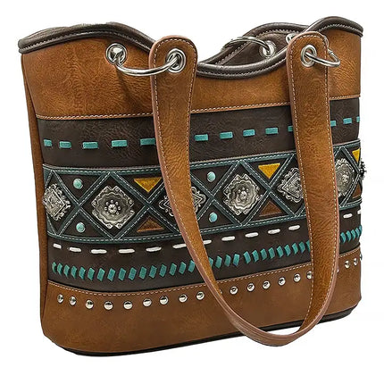 Montana Twist Concealed Carry Brown Concho PU Leather Handbag