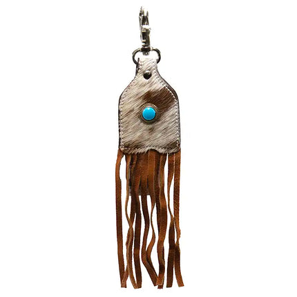 Western Hair On Leather Keychain