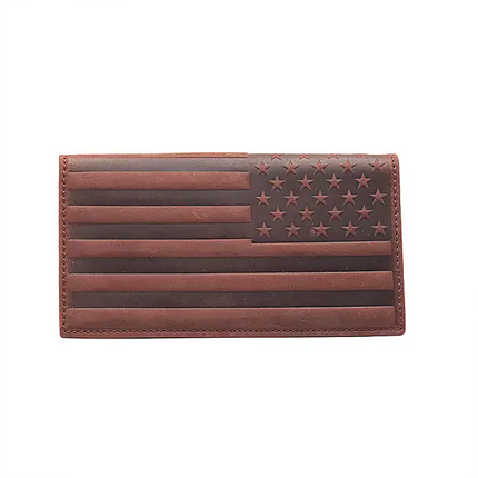 Genuine Leather Wallet with Embossed American Flag