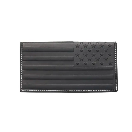 Genuine Leather Wallet with Embossed American Flag