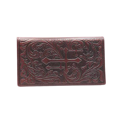 Genuine Leather Wallet with Three Crosses