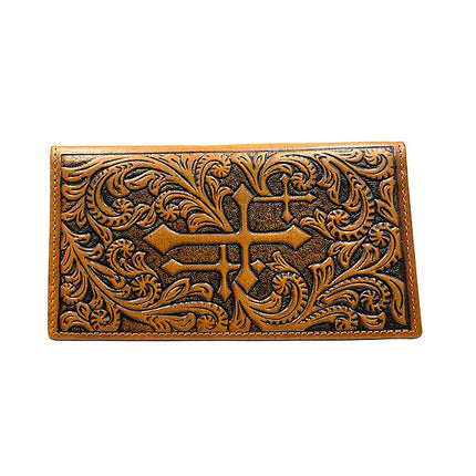 Genuine Leather Wallet with 3 Crosses