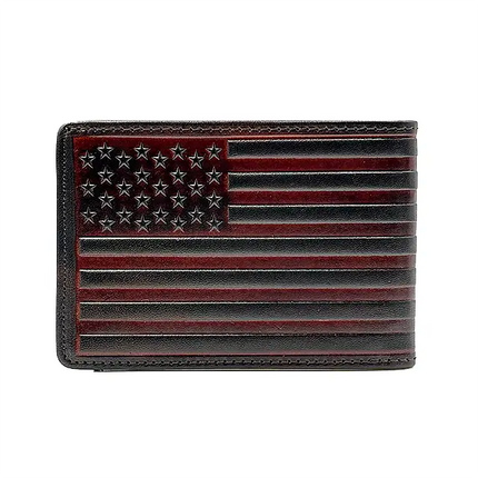 Men's Leather Wallet American Flag Design