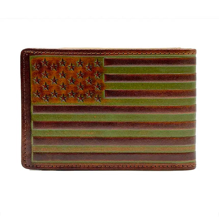 Men's Leather Wallet with American Flag Design