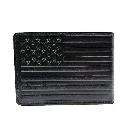 Men's Leather Wallet with American Flag Design