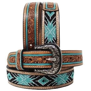 Lava Springs Leather & Beaded Belt