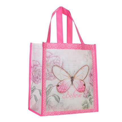 Tote Pink Floral/Butterfly Printed Believe Mark 9:23