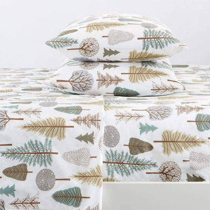 4-Piece Lodge Microfiber Sheet - Mountain Ridge Collection: King / Forest Animal - Light Grey