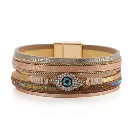 Multi-Layered Evil Eye Magnetic Clasp Bracelet