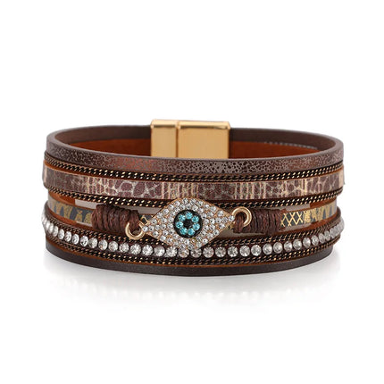 Multi-Layered Evil Eye Magnetic Clasp Bracelet