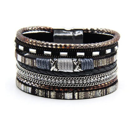 Multi-Layered Vintage Magnetic Clasp Bracelet