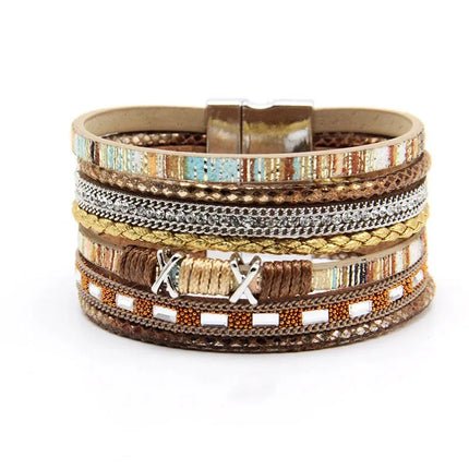 Multi-Layered Vintage Magnetic Clasp Bracelet